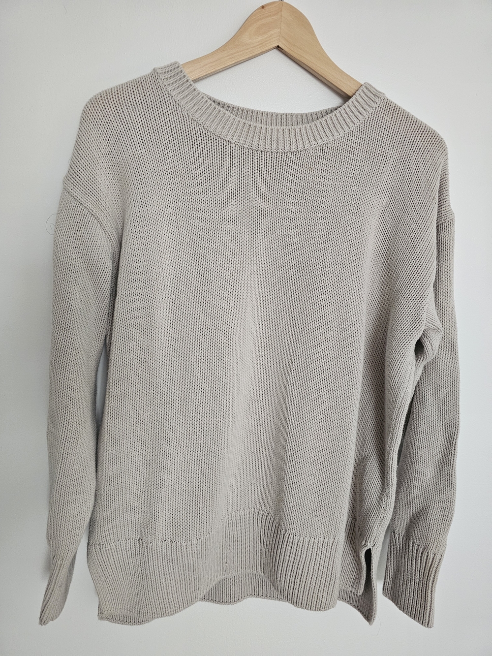 philosophy Crewneck Women Sweater Grey Beige Size M 100% Cotton